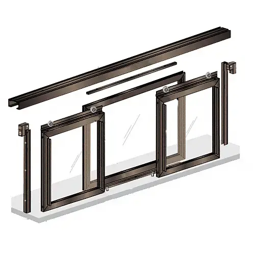 72" W x 36" H Horizontal Sliding Fawn Model Pass-Thru Assembly With D7 Header Duranodic Bronze - No Glass or Screen