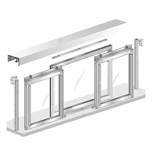 48" W x 48" H Horizontal Sliding Fawn Model Pass-Thru Assembly With D1670 Header Satin Anodized - No Glass or Screen