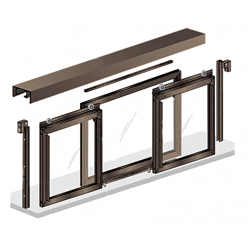 48" W x 48" H Horizontal Sliding Fawn Model Pass-Thru Assembly With D1670 Header Duranodic Bronze - No Glass or Screen