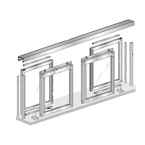 48" W x 36" H Horizontal Sliding Diane Model Pass-Thru Assembly With D7 Header Satin Anodized - No Glass or Screen