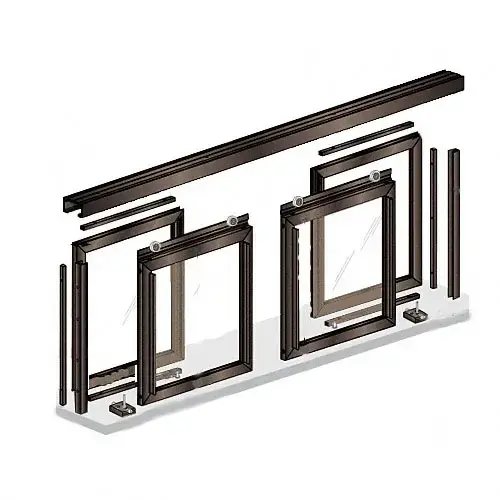 48" W x 36" H Horizontal Sliding Diane Model Pass-Thru Assembly With D7 Header Duranodic Bronze - No Glass or Screen