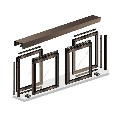 72" W x 48" H Horizontal Sliding Diane Model Pass-Thru Assembly With D1670 Header Duranodic Bronze - No Glass or Screen