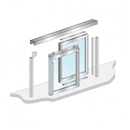 48" W x 36" H Horizontal Sliding Florence Model Pass-Thru Assembly With D7 Header Satin Anodized - No Glass or Screen