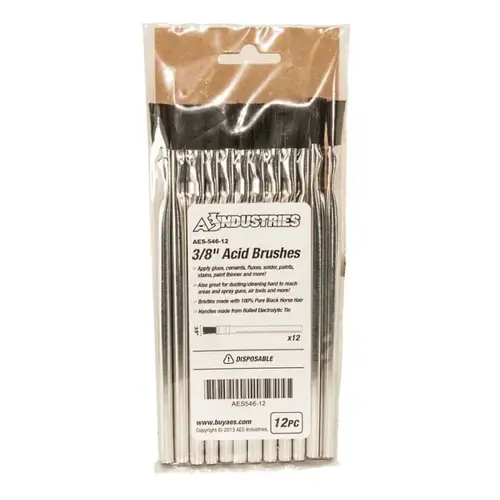 AES Industries 546 546 Acid Brush, 3/8 in Brush, Black Horse Hair Brush, Electrolytic Tin Handle