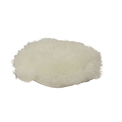 Buffing Pad, 3 in, Wool, White, Hook and Loop Attachment