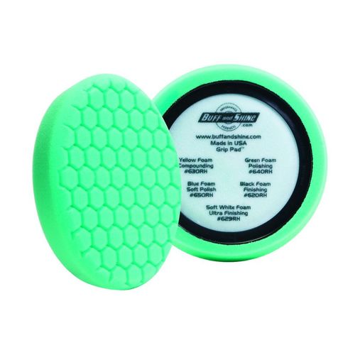 Green foam grip pad with hex face pattern and center ring
