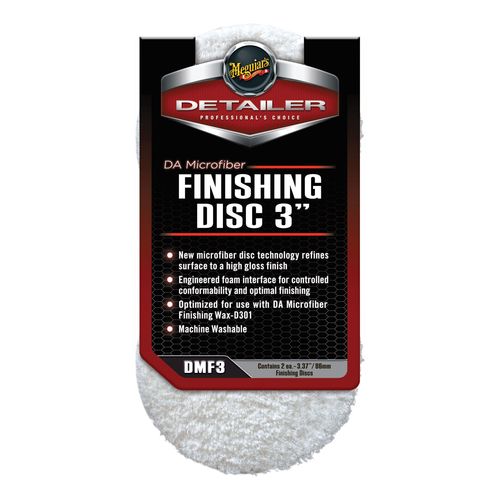 Meguiar's DMF3 Dual Action Finishing Disc, 3 in Dia, Hook and Loop Attachment, Microfiber Pad