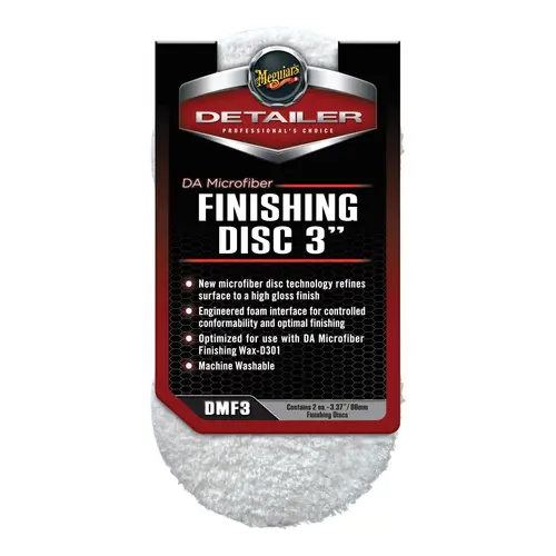 Dual Action Finishing Disc, 3 in Dia, Hook and Loop Attachment, Microfiber Pad