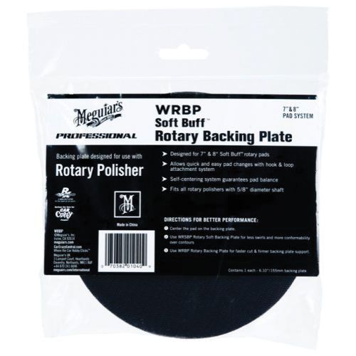 Meguiar's WRBP Rotary Backing Plate, 7 or 8 in Dia, 5/8 in Arbor/Shank, Hook and Loop Attachment
