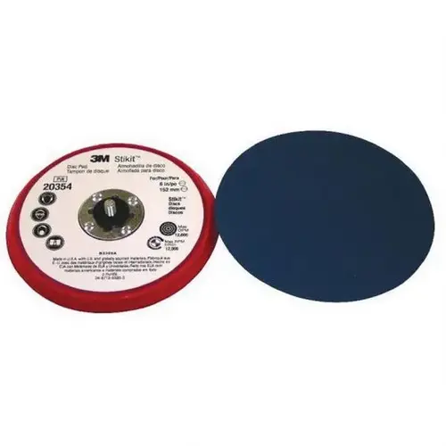 203 Series Regular Low Profile Disc Pad, 6 in Dia, 5/16 in - 11 TPI Arbor, PSA Attachment Blue/Red