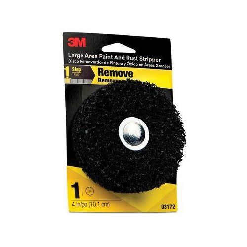 3M 3172 0 Large Area Paint and Rust Stripper, 4 in Dia, Coarse Grade, Black