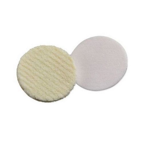 Regular Knit Buffing Pad, 3 in Dia, Hookit Attachment, Wool Pad, White