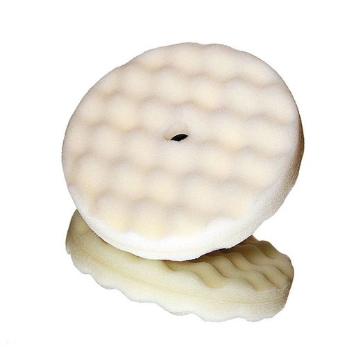 Double-Sided Compound Pad, 8 in Dia, Hookit Attachment, Foam Pad, White