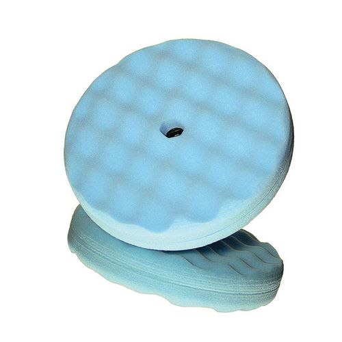 Double-Sided Ultrafine Polishing Pad, 8 in Dia, Quick Connect Attachment, Foam Pad, Blue