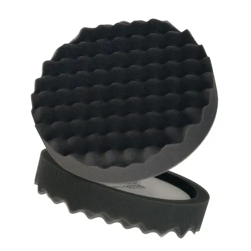 0 Single Sided Polishing Pad, 8 in Dia, Hookit Attachment, Foam Pad, Black