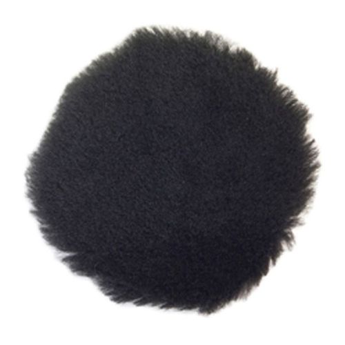 03670 Buffing Pad, 3 in Dia, Hook and Loop Attachment, Natural Lambswool Pad, Black