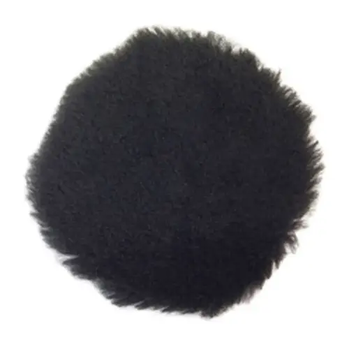 Norton 63642503670 03670 Buffing Pad, 3 in Dia, Hook and Loop Attachment, Natural Lambswool Pad, Black