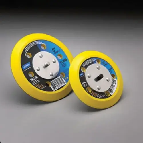 06144 Tapered Edge NorGrip Back-Up Pad, 5 in Dia, Hook and Loop Attachment Yellow