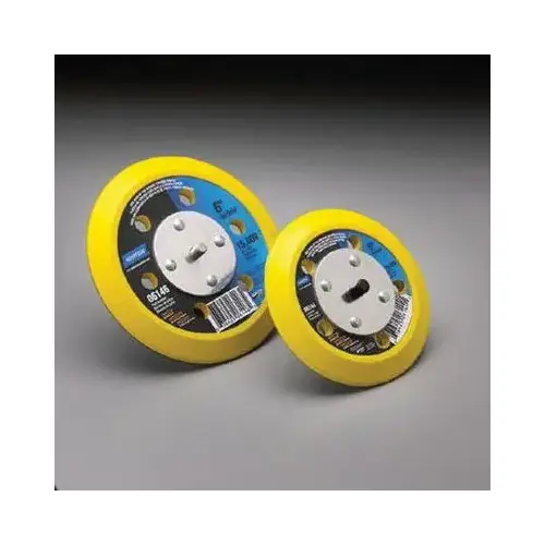 06146 Tapered Edge NorGrip Back-Up Pad, 6 in Dia, Hook and Loop Attachment Yellow