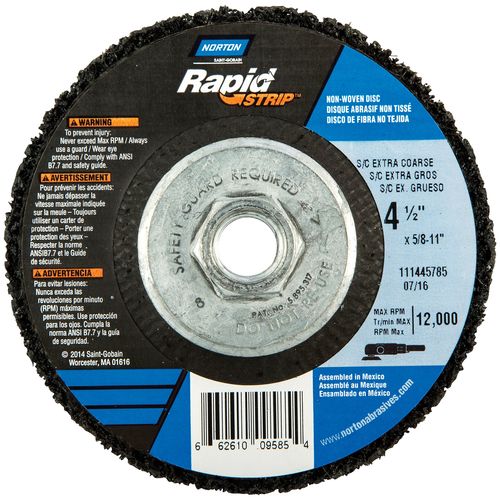 Norton 66261009585 09585 Non-Woven Type 27 Depressed Center Grinding Disc, 4-1/2 in Dia, 5/8 in