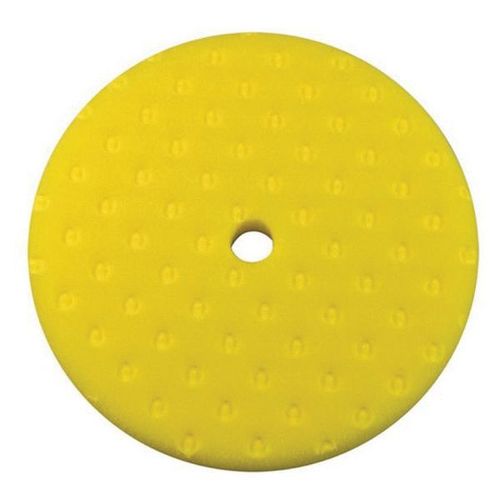 Single Sided Medium Cutting Pad, 9 in Dia, Hook and Loop Attachment, Foam Pad, Yellow