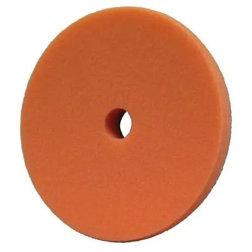 Single Sided Medium Cutting Pad, 6-1/2 in Dia, Hook and Loop Attachment, Foam Pad, Orange