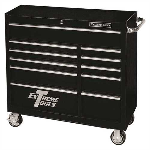Extreme Tools PWS4124RCTXBK 41 in. x 24 in. D 11-Drawer Roller Cabinet Tool Chest in Black