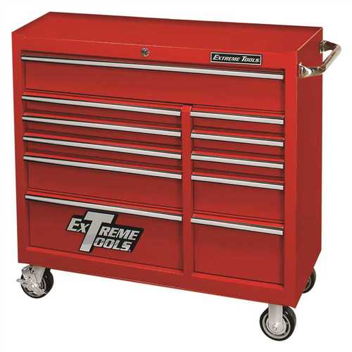 Extreme Tools PWS4124RCTXRD 41 in. x 24 in. D 11-Drawer Roller Cabinet Tool Chest in Red