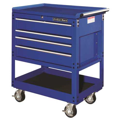 Extreme Tools EX3204TCBL 32 in. 4-Drawer Deluxe Utility Cart in Blue