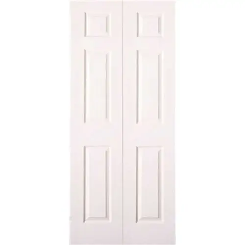 18 in. x 80 in. Textured 6-Panel Primed White Hollow Core Composite Bi-Fold Door