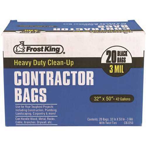 Frost King 4CB3250 42 Gal. 32 in. x 50 in. Contractor Black Recycling Bags - pack of 20