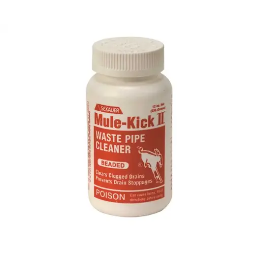Mule Kick 25-2112N II CAUSTIC WASTE PIPE CLEANER, 12 OZ. SIZE White