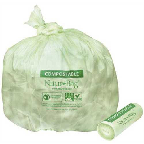 Natur-Bag NT1025-X-00010 13 gal. Compostable Trash Bags, 23.5 in. x 29 in., 0.8 MIL, Green - pack of 250