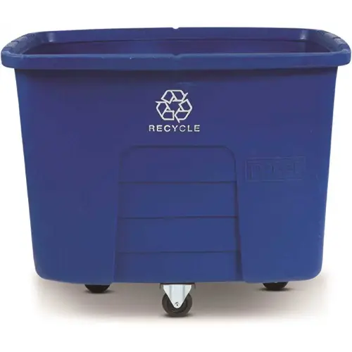 16 cu. ft. 500 lbs. Capacity Heavy Duty Manual Cube Truck - Blue Recycle Symbol