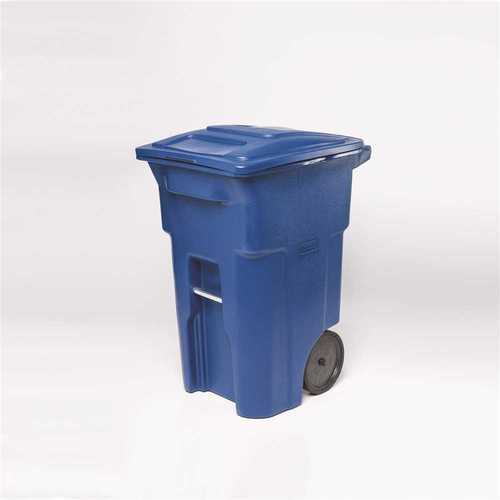 64 Gal. Trash Can Blue with Quiet Wheels and Lid