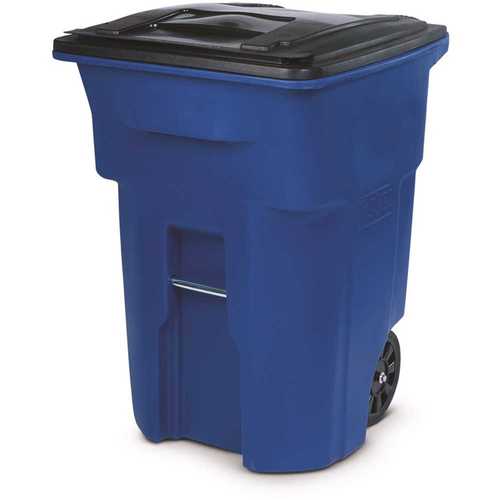 96 Gal. Trash Can Blue with Quiet Wheels and Lid