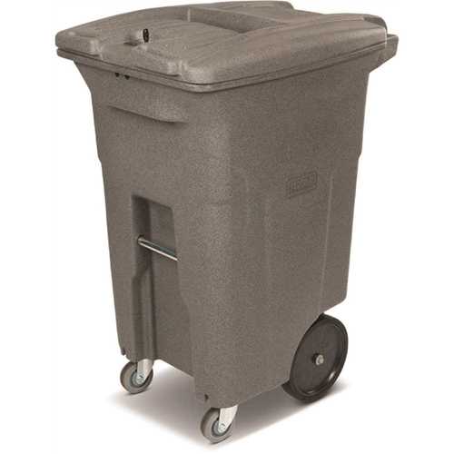 Toter CDC64-01GST 64 Gal. Graystone Document Trash Can with Wheels and Lid Lock (2 Caster Wheels, 2 Stationary Wheels)