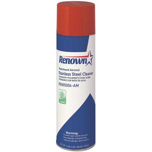 Renown REN05006-AM Stainless Steel 18 oz. Cleaner Water Based Aerosol