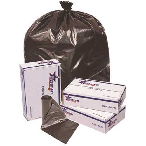 56 Gal. 43 in. x 47 in. Black 1.7 mil 10-Liners per Roll Trash Can Liners - pack of 100