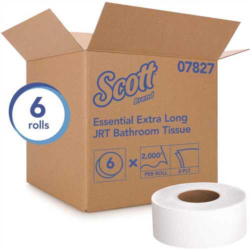 SCOTT 07827 2-Ply White Jumbo Roll (JR) Commercial Toilet Paper (, 2,000 ft./Roll) - pack of 6