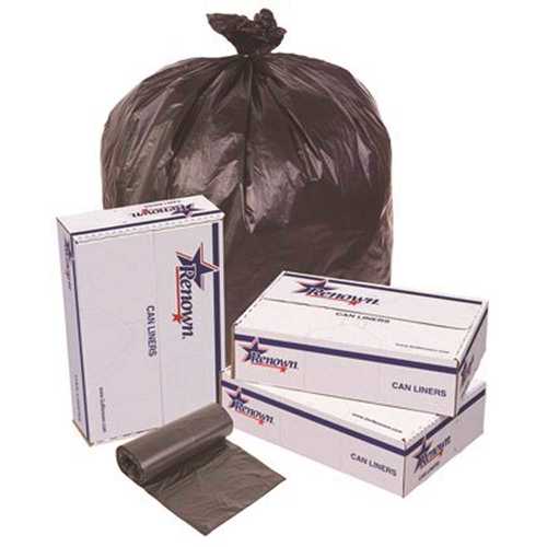 45 Gal. 40 in. x 48 in. Black 16 mic 25-Liners per Roll, Trash Can Liners - pack of 250