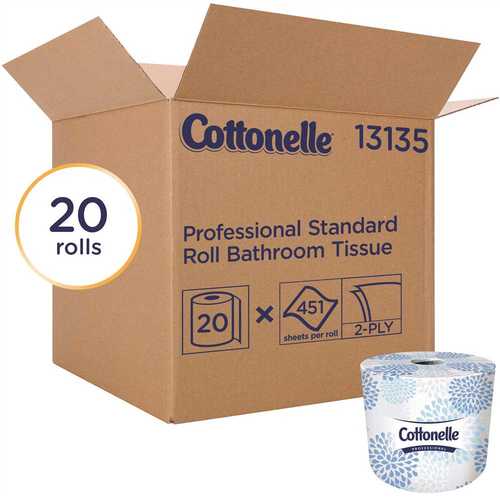 COTTONELLE 13135 2-Ply White Bulk Toilet Paper Standard Toilet Paper Rolls (, 451-Sheets/Roll) - pack of 20