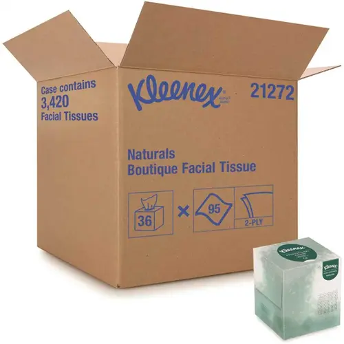 KLEENEX 21272 2-Ply Naturals Boutique Facial Tissue Upright Box (6-Bundles/Case, /Bundle, ) White - pack of 36