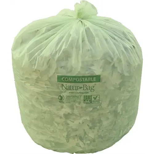 96 Gal. 54 in. x 59 in. Green Compostable Trash Bags - pack of 60