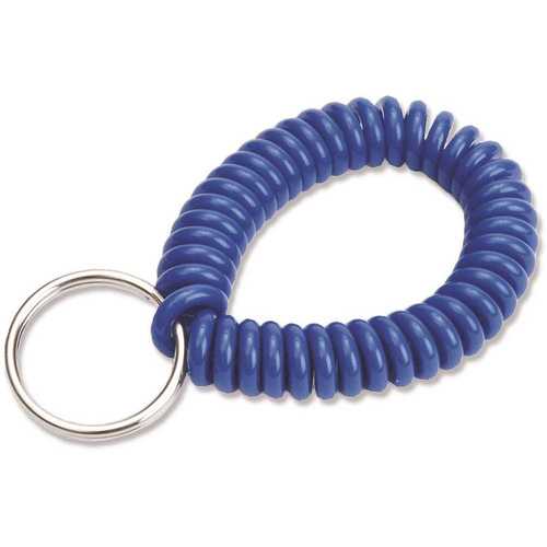Wrist Coil With Key Ring, Blue - pack of 5