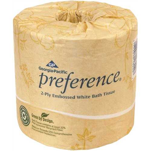 PREFERENCE 19448/01 2-Ply White Embossed Bathroom Tissue Toilet Paper - pack of 80