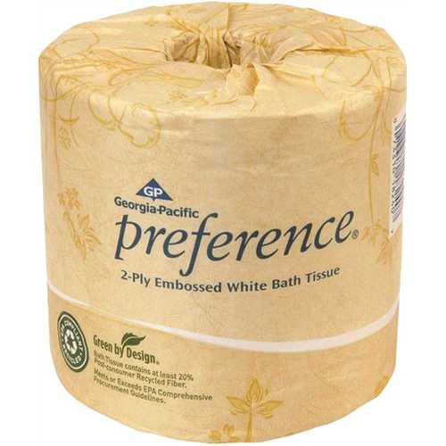 2-Ply White Embossed Bathroom Tissue Toilet Paper - pack of 80