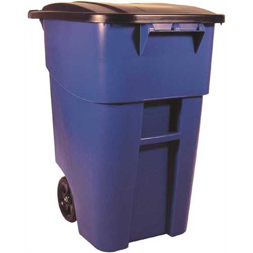 Rubbermaid FG9W2700BLUE BRUTE 50 Gal. Blue Rollout Trash Can with Lid