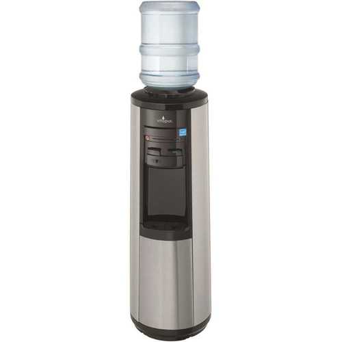 Glacier Bay VWD5446BLS 3-5 Gal. Hot/Room/Cold Temperature Top Load Water Cooler Dispenser with Kettle Feature in Stainless Steel/Black