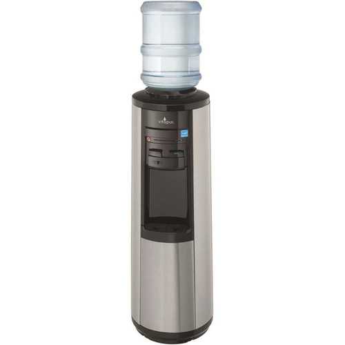 3-5 Gal. Hot/Room/Cold Temperature Top Load Water Cooler Dispenser with Kettle Feature in Stainless Steel/Black